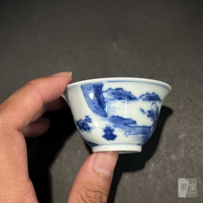 清 青花人物纹杯 - 图6